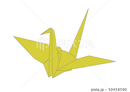 折り紙 鶸色 ひわいろ の鶴のイラスト素材