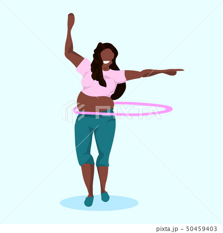 overweight woman doing gymnastic rotating workout with hula hoop african american girl weight loss overweight woman doing gymnastic rotating workout with hula hoop african american girl weight loss 50459403