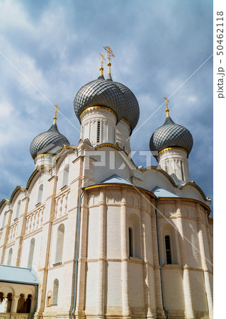 Russian orthodox church with onion domes. Rostov Kremlin Russian orthodox church with onion domes. Rostov Kremlin 50462118