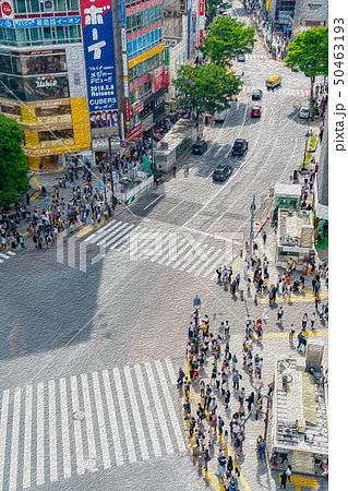 東京都 渋谷スクランブル交差点のイラスト素材