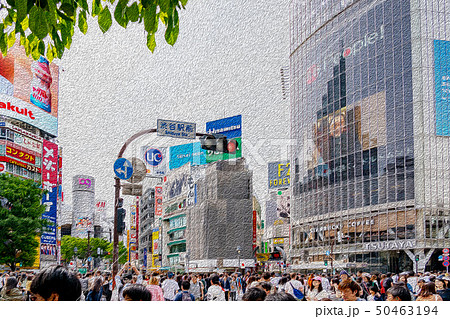 東京都 渋谷スクランブル交差点のイラスト素材