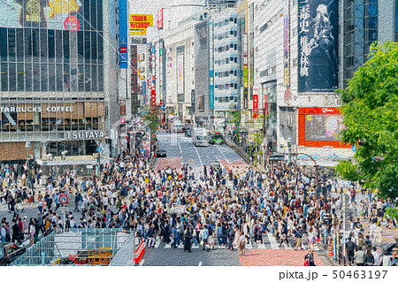 東京都 渋谷スクランブル交差点のイラスト素材