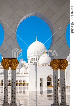 White marble arch gates corridor of Sheikh Zayed White marble arch gates corridor of Sheikh Zayed 50463415
