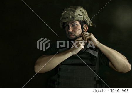 Portrait of young male soldier 50464963