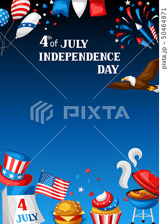 Fourth of July Independence Day greeting card. 50464971