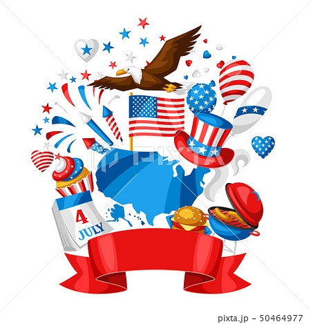 Fourth of July Independence Day greeting card. 50464977