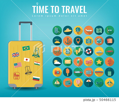 Travel icons set. Travel and Tourism concept. Flat design icons. Vector Travel icons set. Travel and Tourism concept. Flat design icons. Vector 50466115