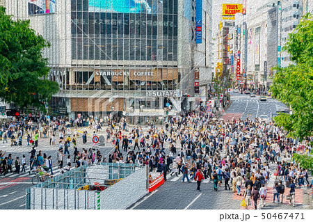 東京都 スクランブル交差点のイラスト素材