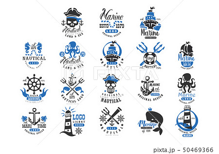 Nautical logo original design set, retro badges...のイラスト素材 [50469366] - PIXTA