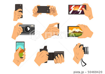 Hand Taking Pictures With Smartphone And Camera のイラスト素材 Hand Taking Pictures With Smartphone And Camera のイラスト素材