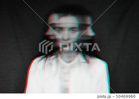 black and white portrait of a girl with a split personality and psychological disorders with a black and white portrait of a girl with a split personality and psychological disorders with a 50469960