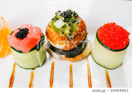 Sushi rolls set, fusion food style restaurant menu Sushi rolls set, fusion food style restaurant menu 50469961
