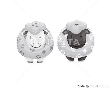 Stylish salt and pepper shaker in the form of sheep. Vector illustration. 50470720