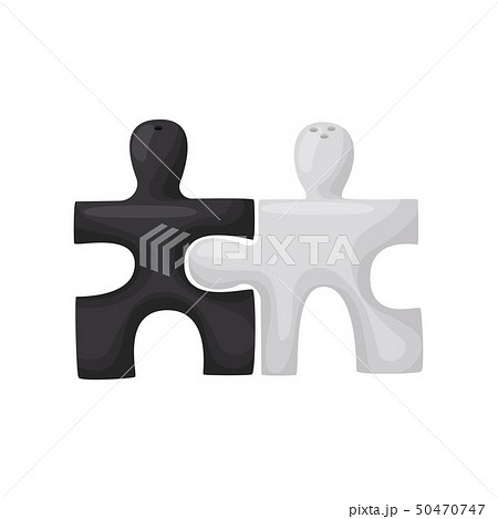 Stylish salt and pepper shaker in the form of puzzle elements. Vector illustration. 50470747