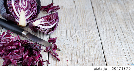 Red cabbage with a knife Red cabbage with a knife 50471379