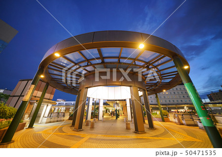 日本の川崎都市景観　武蔵溝ノ口駅（溝の口駅)前などを望む 50471535