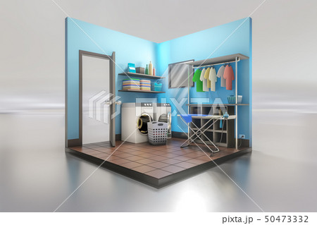 3d rendering of the laundry room interior design 3d rendering of the laundry room interior design 50473332