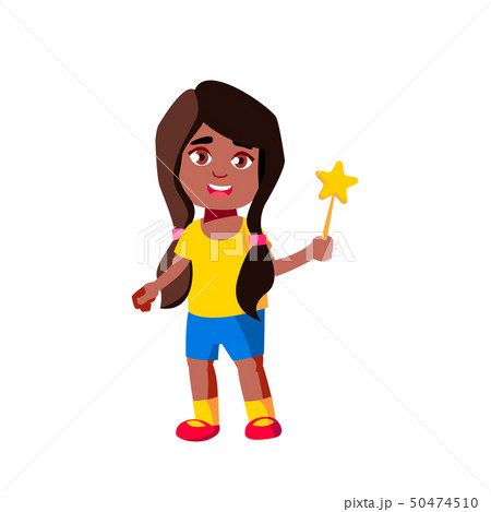 Black, African American Child Girl Cartoon Isolated Vector Illustration 50474510