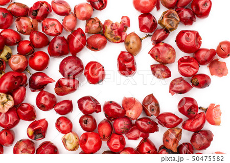 Pink peruvian pepper isolated on white 50475582