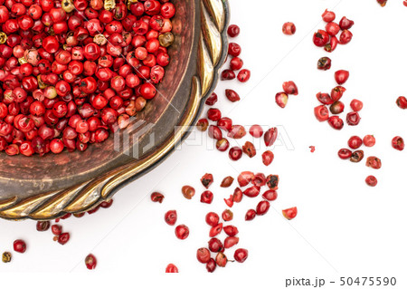 Pink peruvian pepper isolated on white Pink peruvian pepper isolated on white 50475590