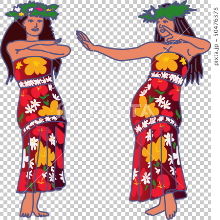 ハワイ ハワイアン ダンス美女のイラスト素材