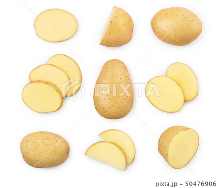 Young potato isolated on white background. Harvest new. Top view. Flat lay, Set or collection 50476906