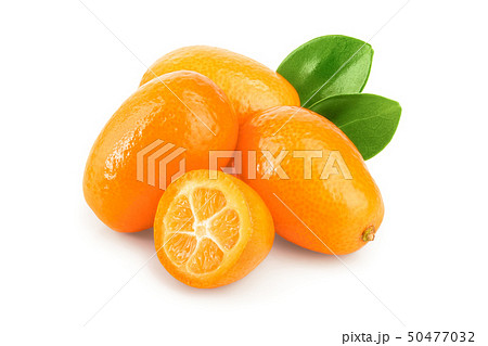 Cumquat or kumquat with half isolated on white background 50477032