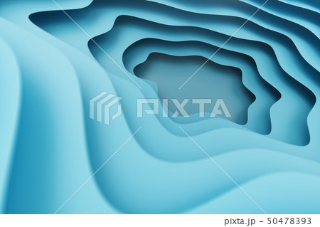 Abstract paper cut background, paper cut template. 3D blue wave relief effect for your design layout 50478393