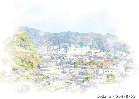 住宅街　水彩画風 50478755