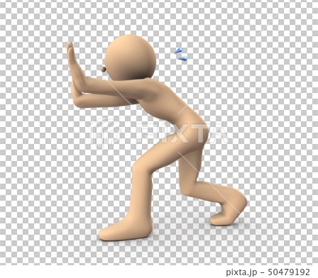 何かを押し返すキャラクター 50479192