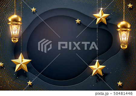 Hanging golden star and fanoos Hanging golden star and fanoos 50481446