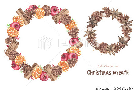 Mulled wine ingredients wreath 50481567
