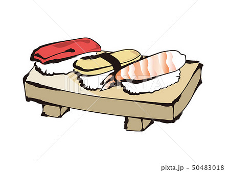 寿司一皿 マグロ 卵 海老 のイラスト素材