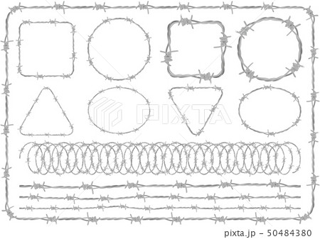 ベクター イラスト デザイン Ai Eps フレーム 有刺鉄線 針金 危険 注意喚起 立入禁止のイラスト素材