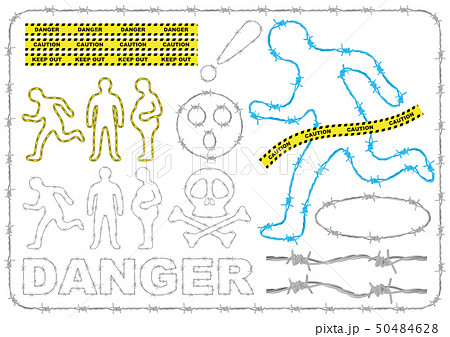 ベクター イラスト デザイン Ai Eps フレーム 有刺鉄線 針金 危険 注意喚起 人 健康のイラスト素材