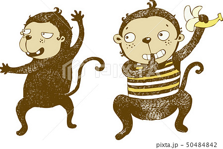 naughty monkey with banana-vector 50484842
