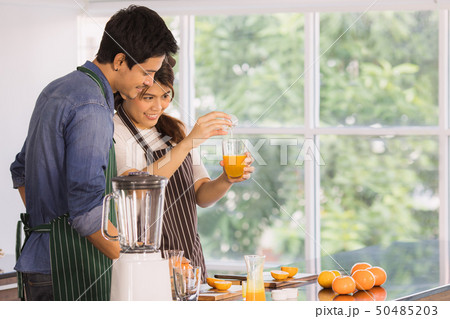 Asian couple at kitchen room 50485203