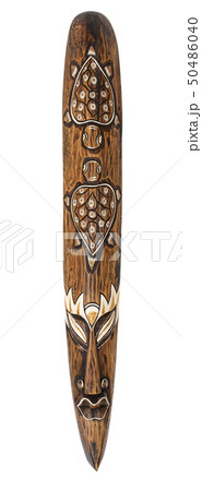 The Carved african wooden mask on the white The Carved african wooden mask on the white 50486040