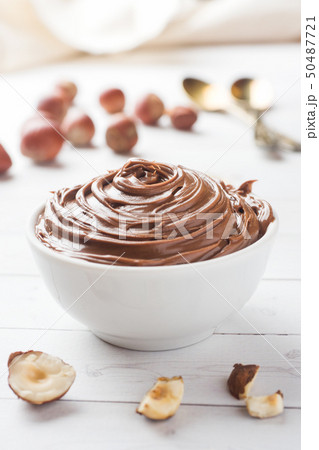 Nougat nut chocolate in a plate Nougat nut chocolate in a plate 50487721