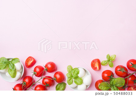 The ingredients for a Caprese salad.  50488033