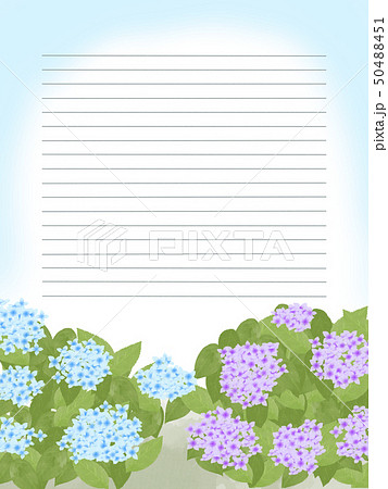 紫陽花フレーム縦便箋のイラスト素材