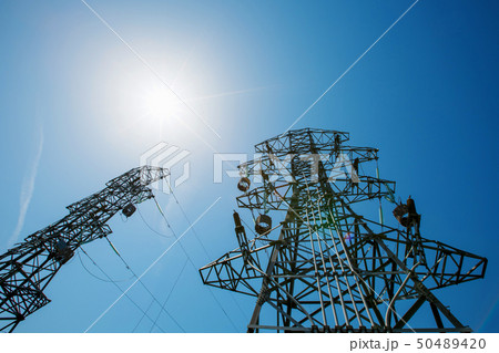 Power tower in the sky background, high-voltage Power tower in the sky background, high-voltage 50489420