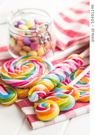 Various colorful lollipops. 50491146