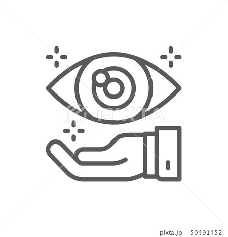 Hand with eye, optical clinic line icon. Hand with eye, optical clinic line icon. 50491452