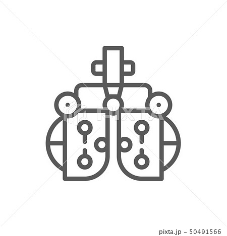 Vision correction device, eye exam line icon. 50491566