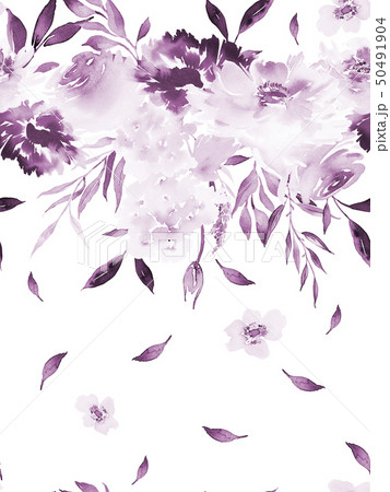 Seamless summer pattern with watercolor flowers 50491904