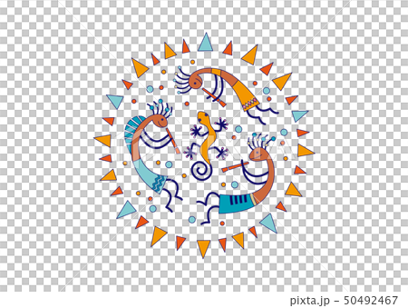 Kokopelli＆Gecko圓形設計綠松石 50492467