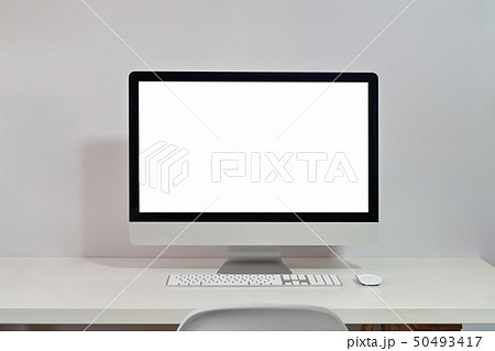 Mockup laptop on workspace table top desk Mockup laptop on workspace table top desk 50493417
