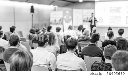 Business speaker giving a talk at business conference event. Business speaker giving a talk at business conference event. 50495630