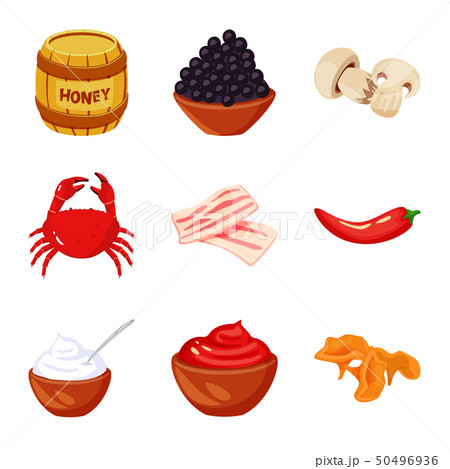 Vector design of food  and flavors logo. Collection of food  and ingredient  vector icon for stock. 50496936